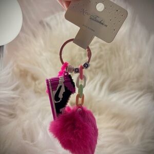 Nike Pink and Black Keychain with Heart Charm